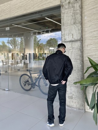 Black Nylon Zip-Up Windbreaker Jacket view 4