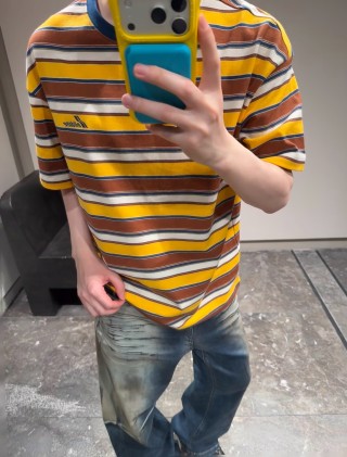 Yellow Striped Short Sleeve T-Shirt view 8