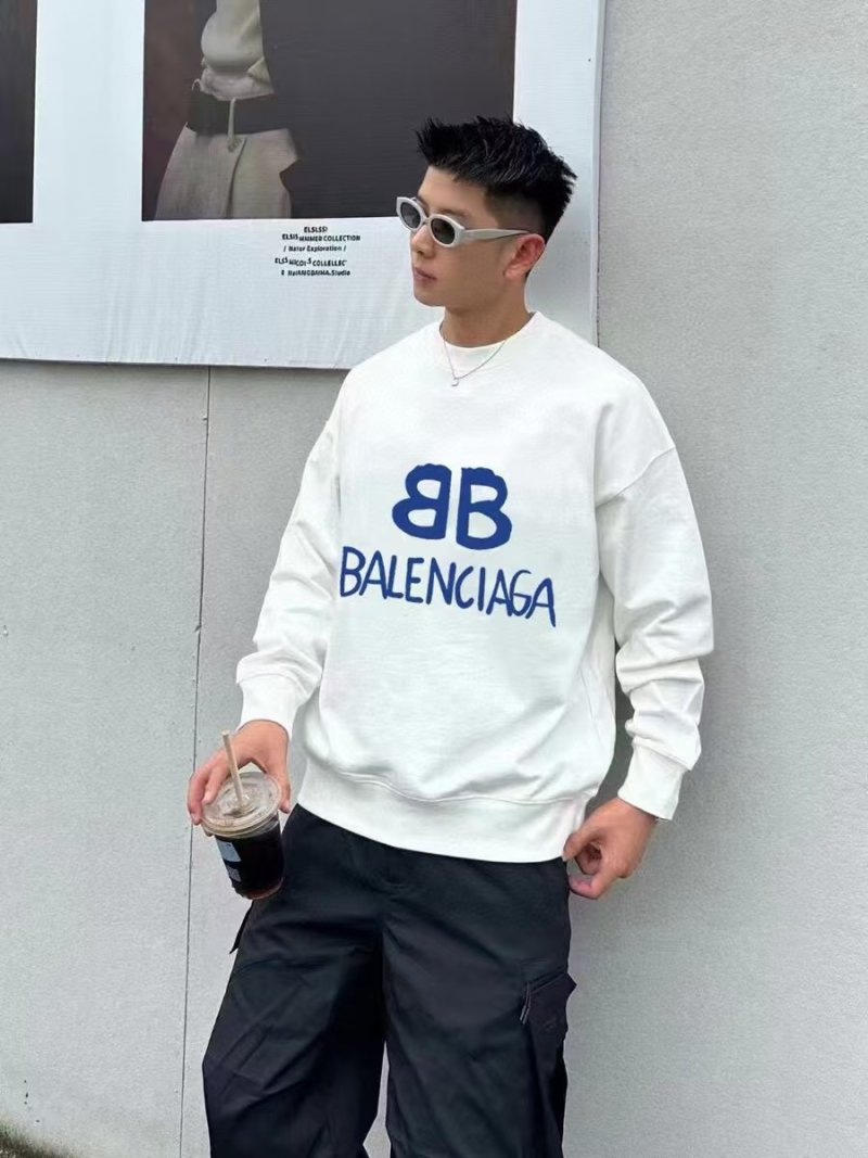 Balenciaga BB Logo White Crewneck Sweatshirt