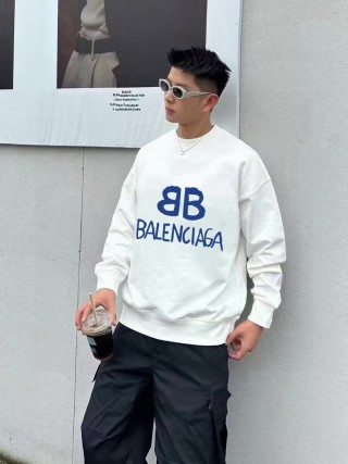Balenciaga BB Logo White Crewneck Sweatshirt