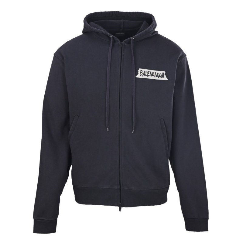 Balenciaga Black Logo Zip Hoodie view