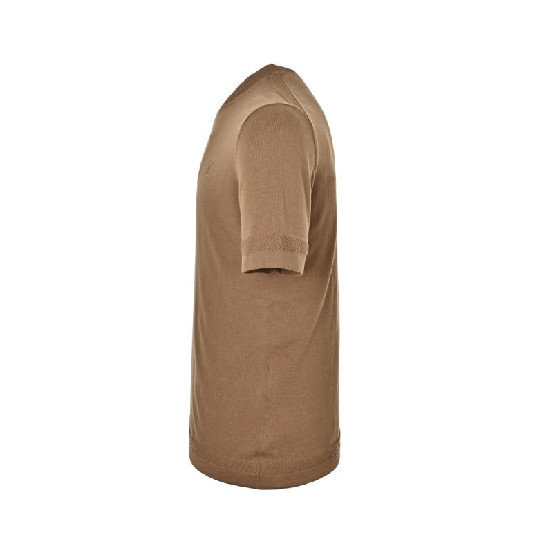 Camel Ribbed Knit Short Sleeve T-Shirt view