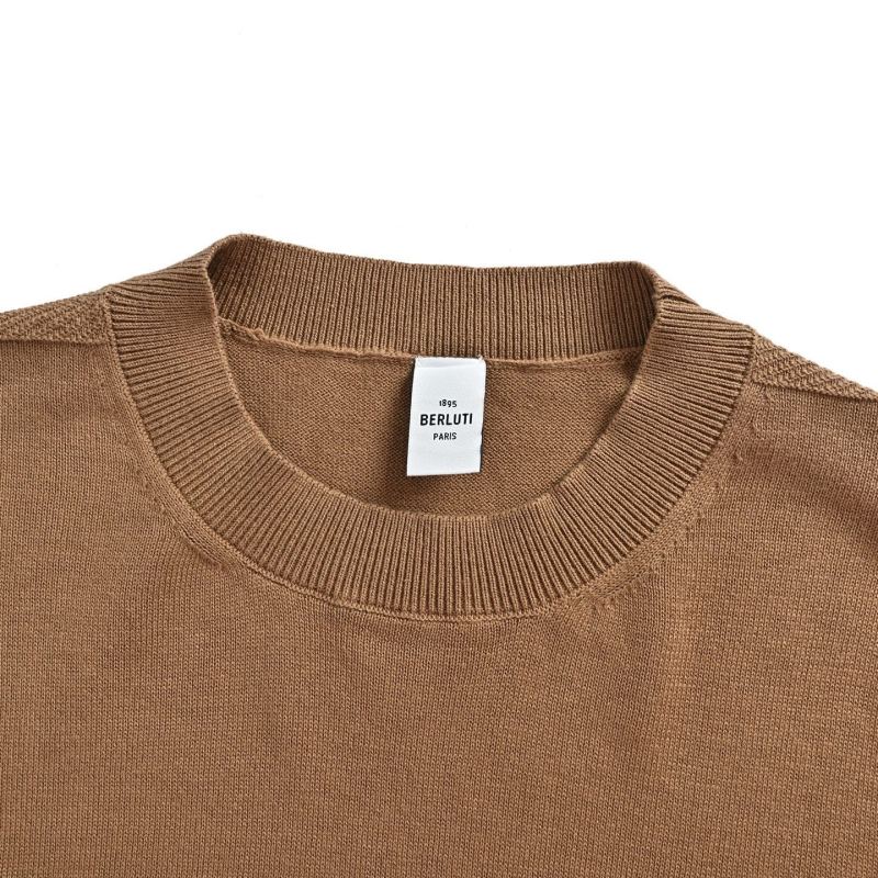Camel Ribbed Knit Short Sleeve T-Shirt view