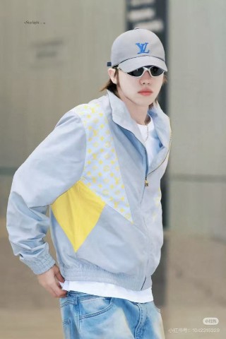 Grey & Yellow Colorblock Windbreaker Jacket view 2