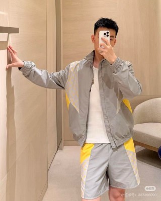 Grey & Yellow Colorblock Windbreaker Jacket view 5
