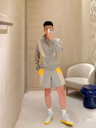 Grey & Yellow Colorblock Windbreaker Jacket view 6