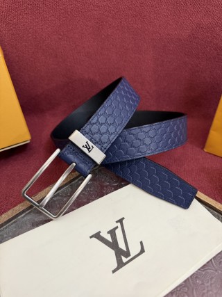 Louis Vuitton Monogram Embossed Navy Leather Belt