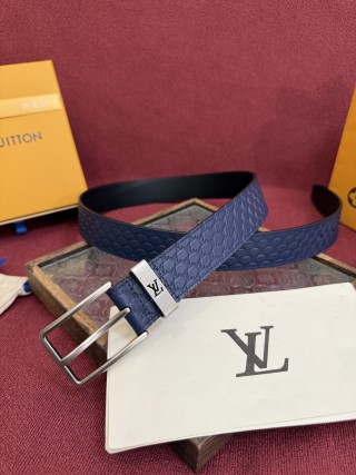 Louis Vuitton Monogram Embossed Navy Leather Belt view 2