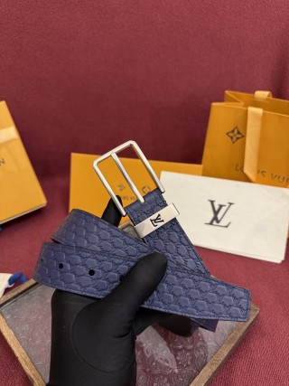 Louis Vuitton Monogram Embossed Navy Leather Belt view 3