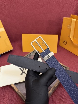 Louis Vuitton Monogram Embossed Navy Leather Belt view 4