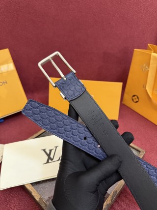 Louis Vuitton Monogram Embossed Navy Leather Belt view 5