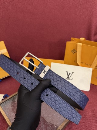 Louis Vuitton Monogram Embossed Navy Leather Belt view 6