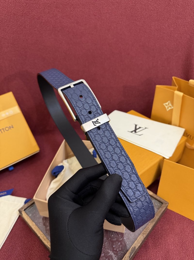 Louis Vuitton Monogram Embossed Navy Leather Belt view