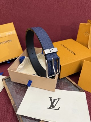 Louis Vuitton Monogram Embossed Navy Leather Belt view 8