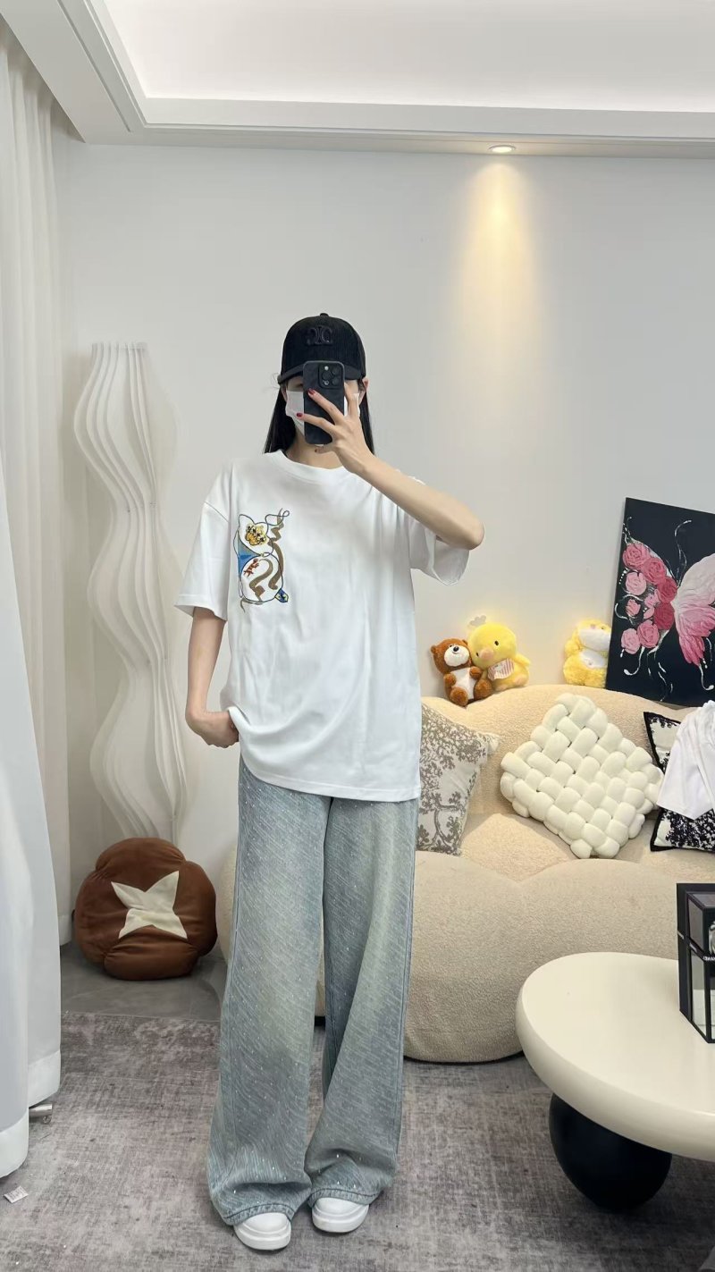White Oversized Graphic T-Shirt with Playful Character Print