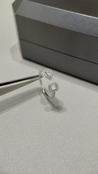 Silver Cubic Zirconia Square Signet Ring Set