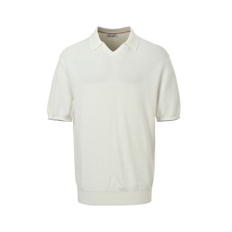 Premium Cream Ribbed Short Sleeve Polo T-Shirt view