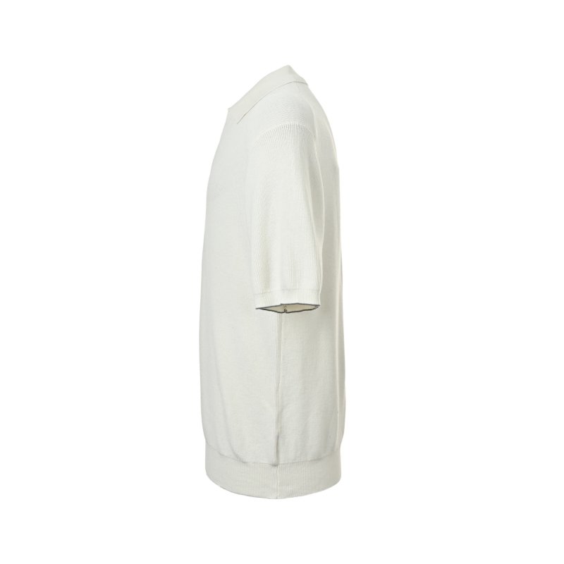 Premium Cream Ribbed Short Sleeve Polo T-Shirt view