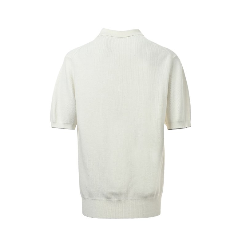 Premium Cream Ribbed Short Sleeve Polo T-Shirt view