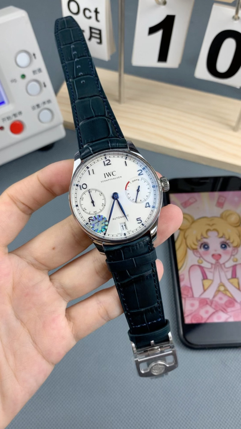 IWC Portuguese Automatic White Dial Blue Leather Watch