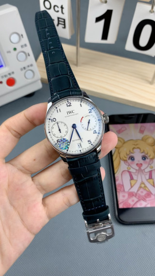 IWC Portuguese Automatic White Dial Blue Leather Watch