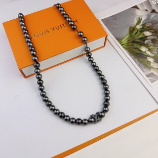Louis Vuitton Pearl Beaded Chain Necklace - Black view 6