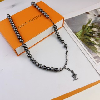 Louis Vuitton Pearl Beaded Chain Necklace - Black view 7