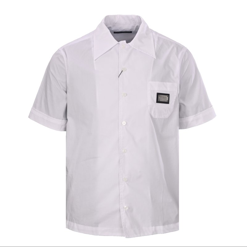 White Button-Up Casual Shirt with Chest Pocket view