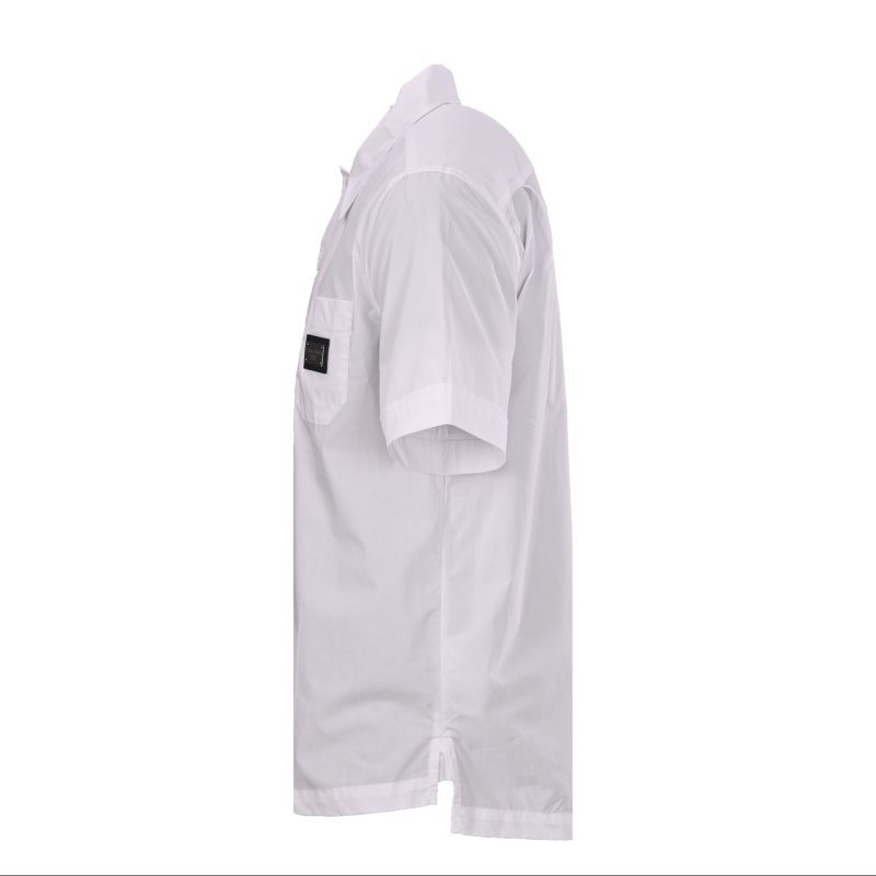 White Button-Up Casual Shirt with Chest Pocket view