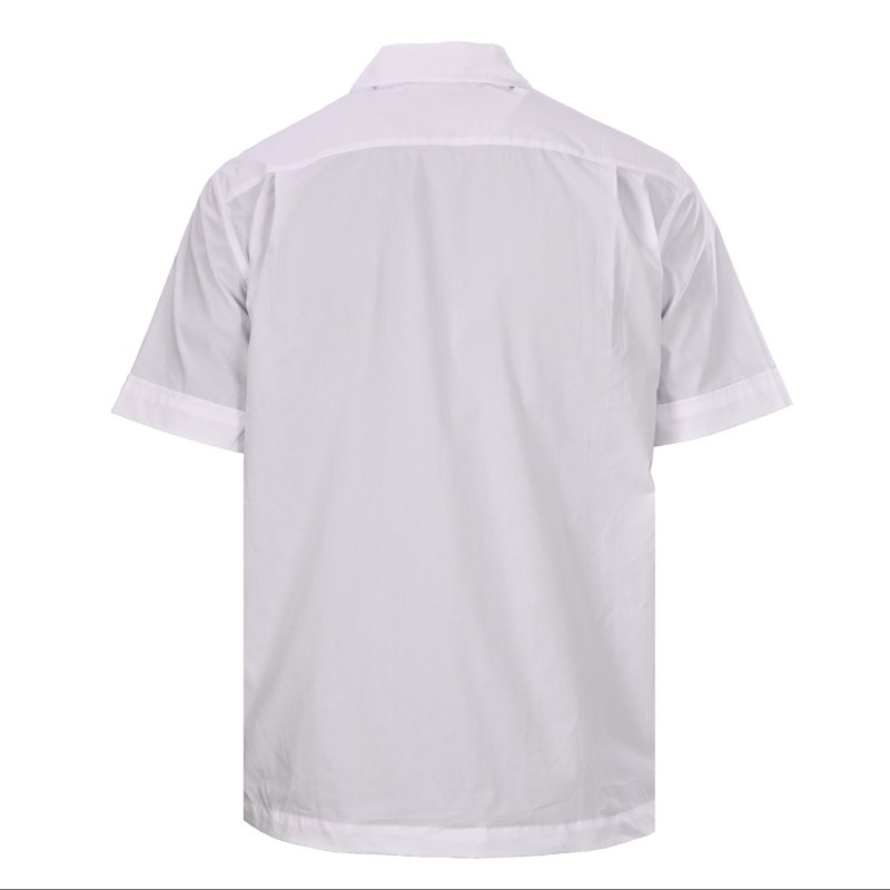 White Button-Up Casual Shirt with Chest Pocket view