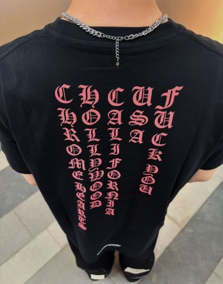 Black Pocket T-Shirt with Vertical Text Graphic view 2