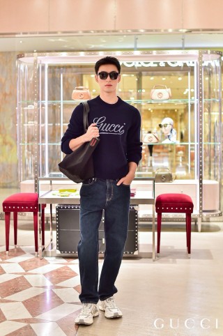 Navy Knit Sweater with Embroidered Logo view 3