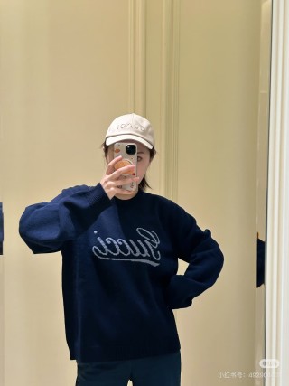 Navy Knit Sweater with Embroidered Logo view 6