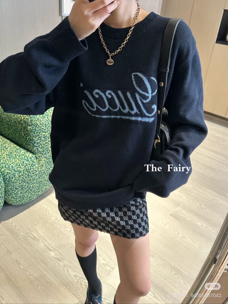 Navy Knit Sweater with Embroidered Logo view