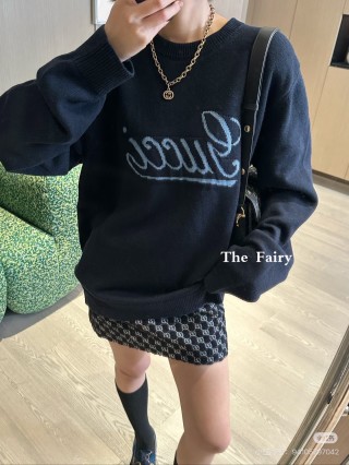 Navy Knit Sweater with Embroidered Logo view 7