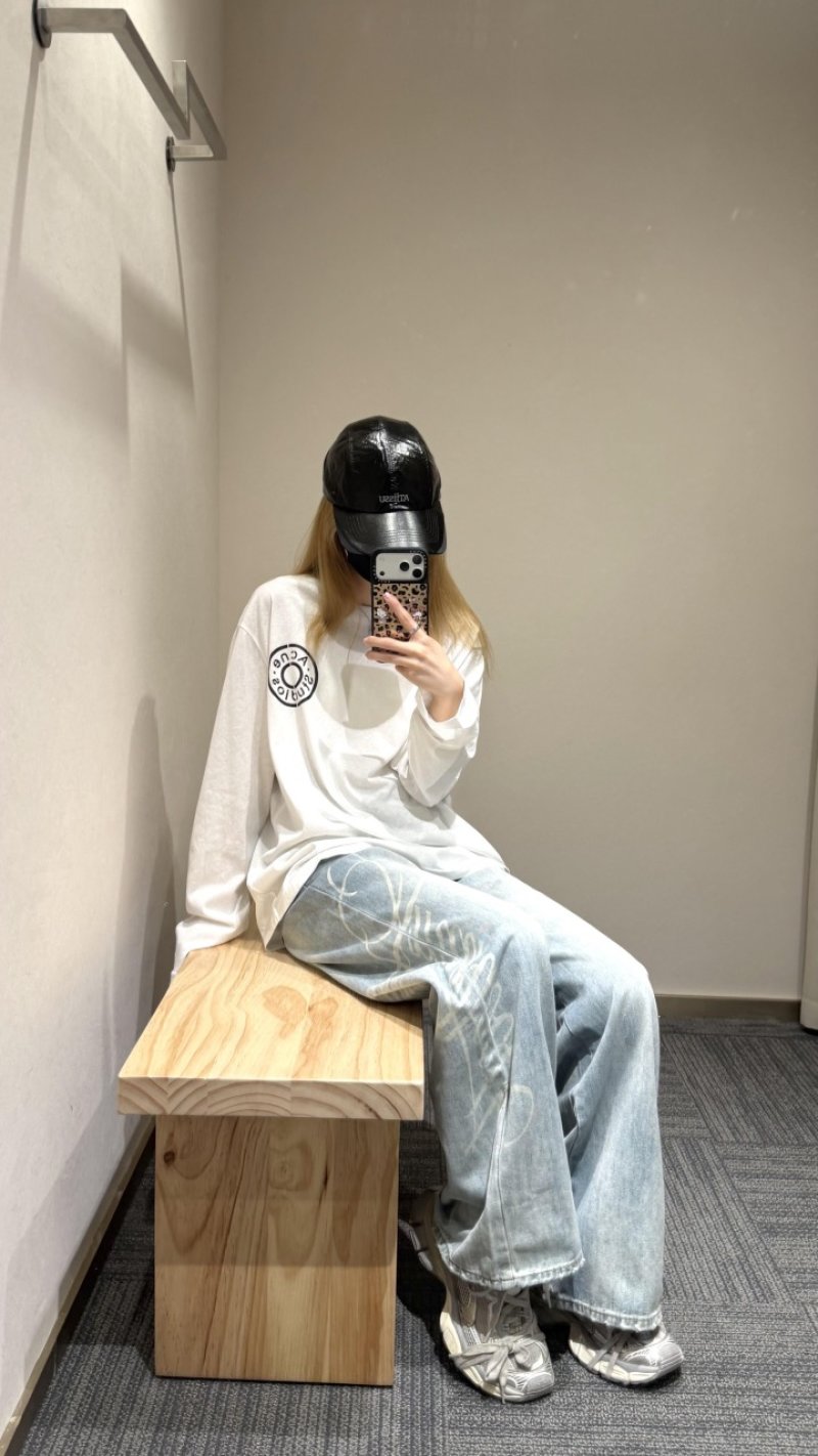 Acne Studios Distressed Circle Logo Long Sleeve T-Shirt White view