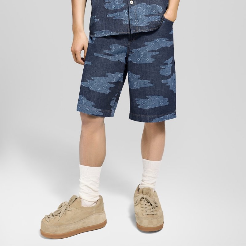Louis Vuitton Camouflage Denim Shorts - Navy view