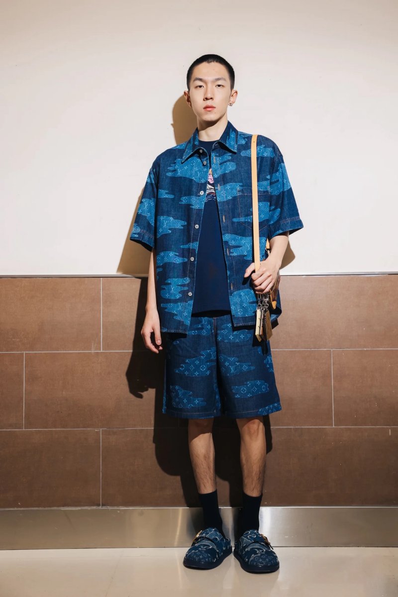 Louis Vuitton Camouflage Denim Shorts - Navy view