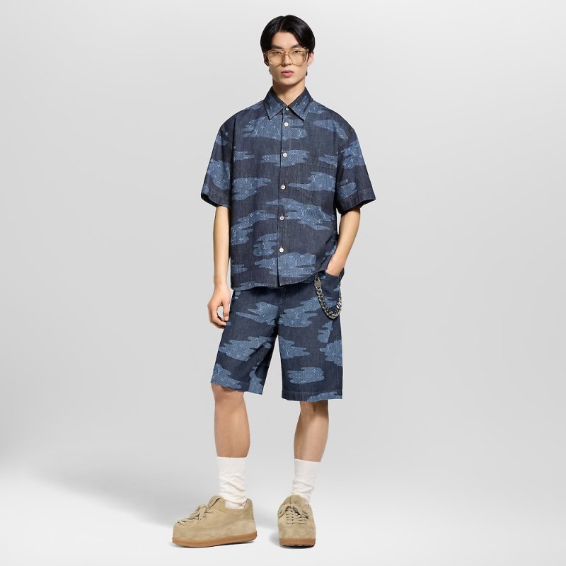 Louis Vuitton Camouflage Denim Shorts - Navy view