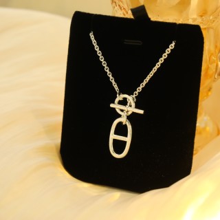 Hermès Pig Nose Silver Short Chain Necklace 42cm view 4