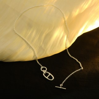 Hermès Pig Nose Silver Short Chain Necklace 42cm view 7