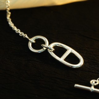 Hermès Pig Nose Silver Short Chain Necklace 42cm view 9