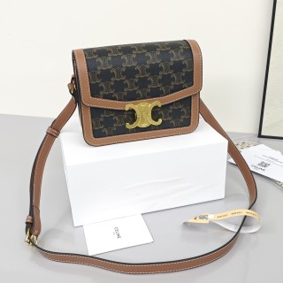 Celine Triomphe Tofu Bag Brown Monogram view 2