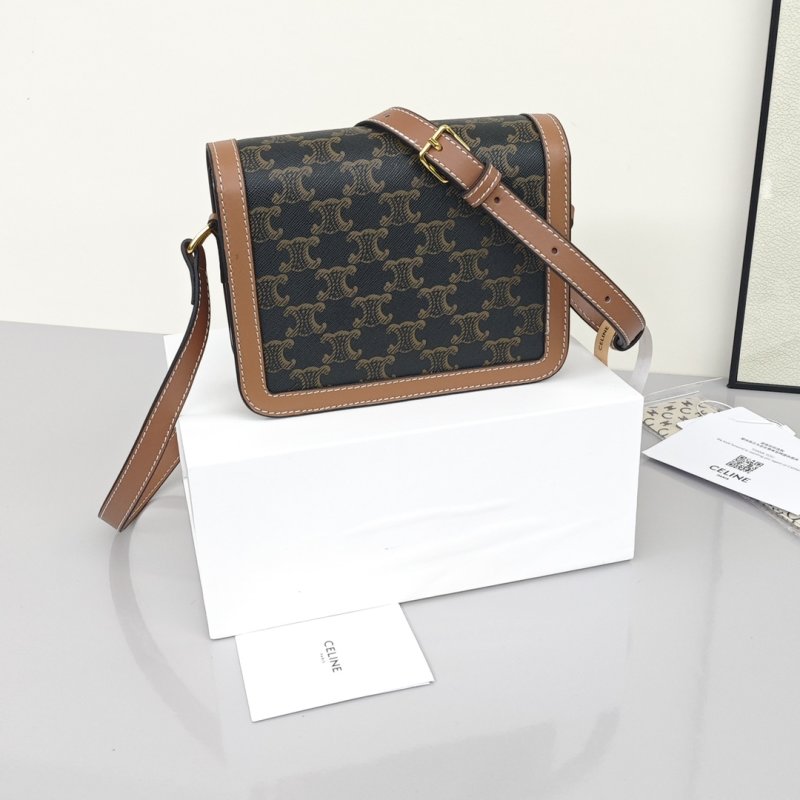 Celine Triomphe Tofu Bag Brown Monogram view