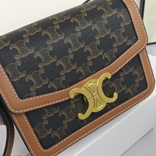 Celine Triomphe Tofu Bag Brown Monogram view 4