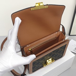 Celine Triomphe Tofu Bag Brown Monogram view 9