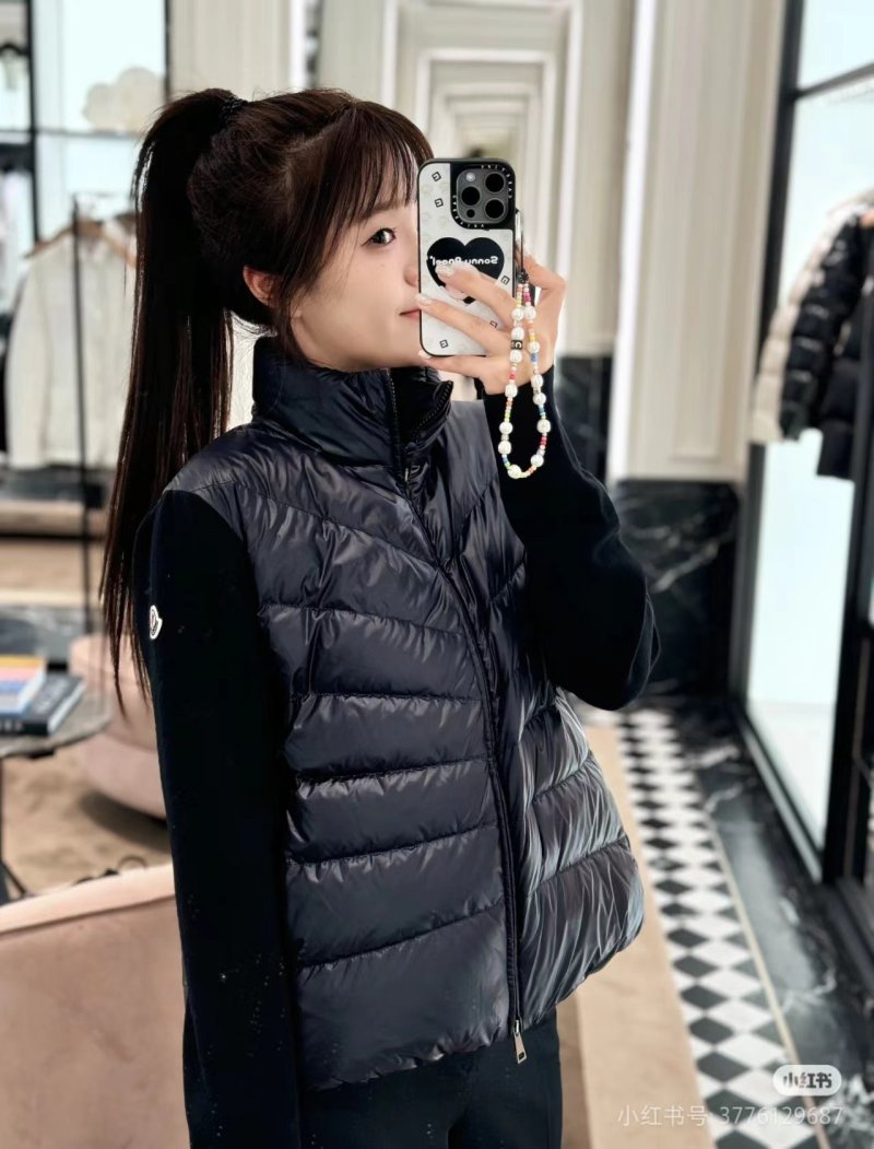 Black Quilted Puffer Down Vest Jacket