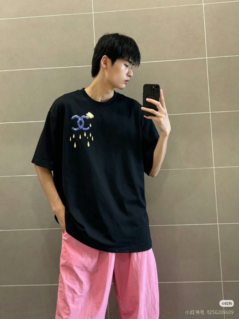 Black Graphic T-Shirt with Cloud & Moon Design view