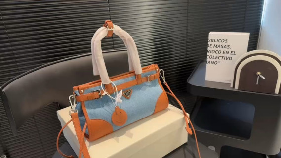 Prada Re-Edition Blue & Orange Canvas Tote Bag