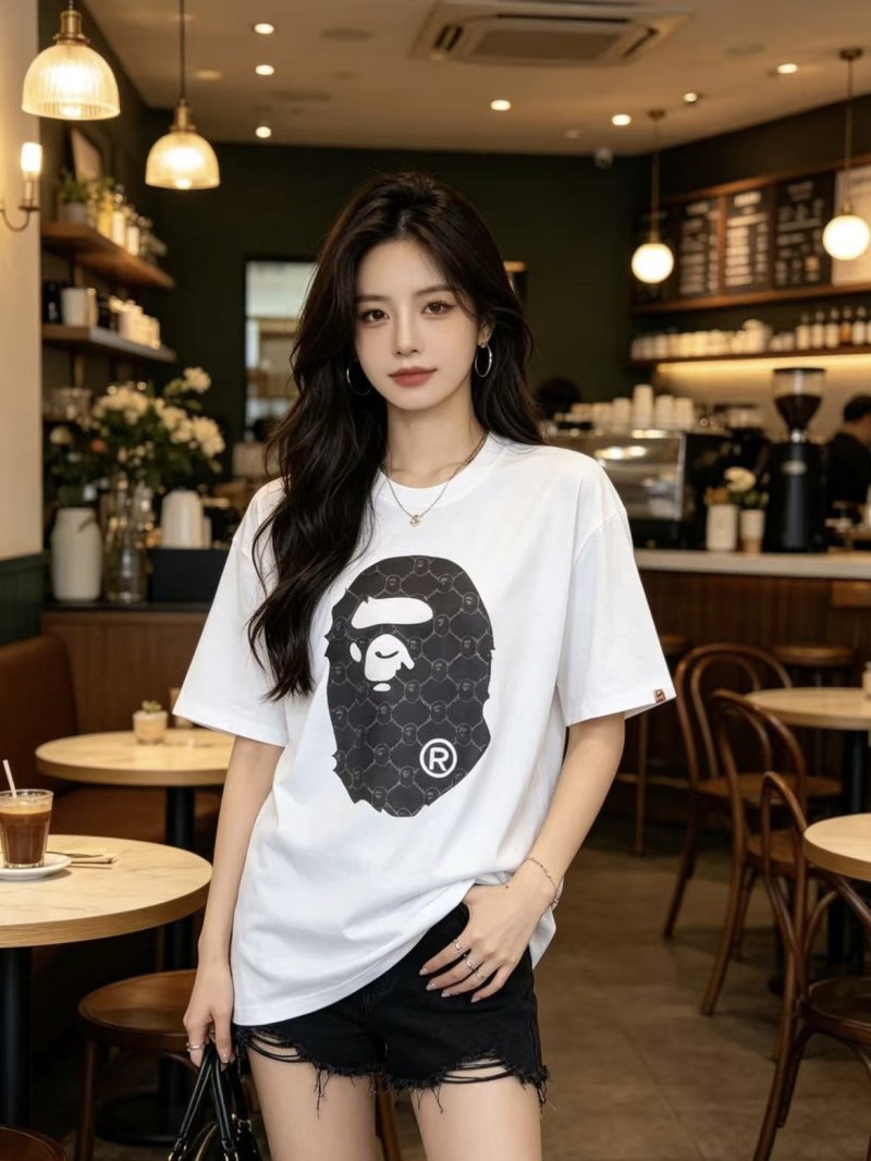 White Graphic Ape Head Logo Short Sleeve T-Shirt